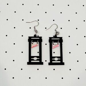 Black Guillotine Earrings Stainless Steel Hooks Gothic Punk Killer Boo Basket